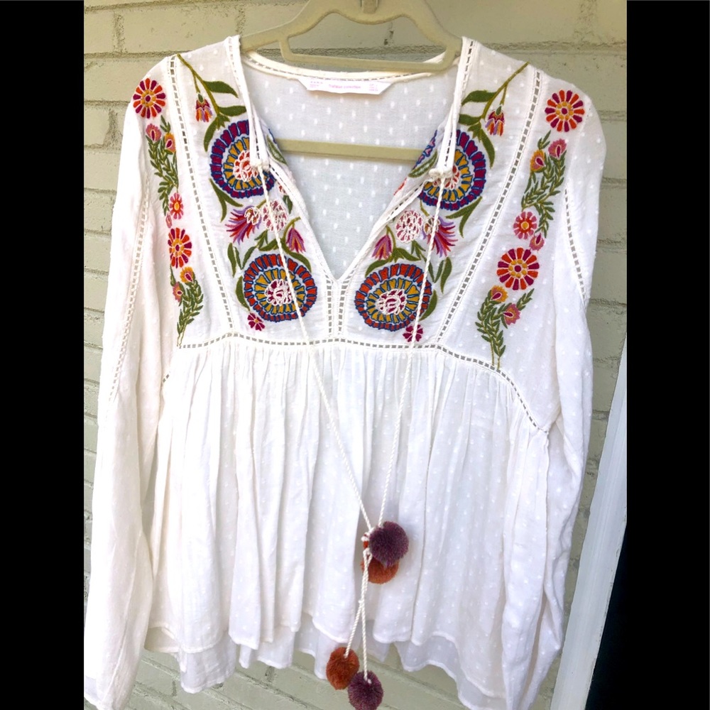 Zara Embroidered Long Sleeve Top